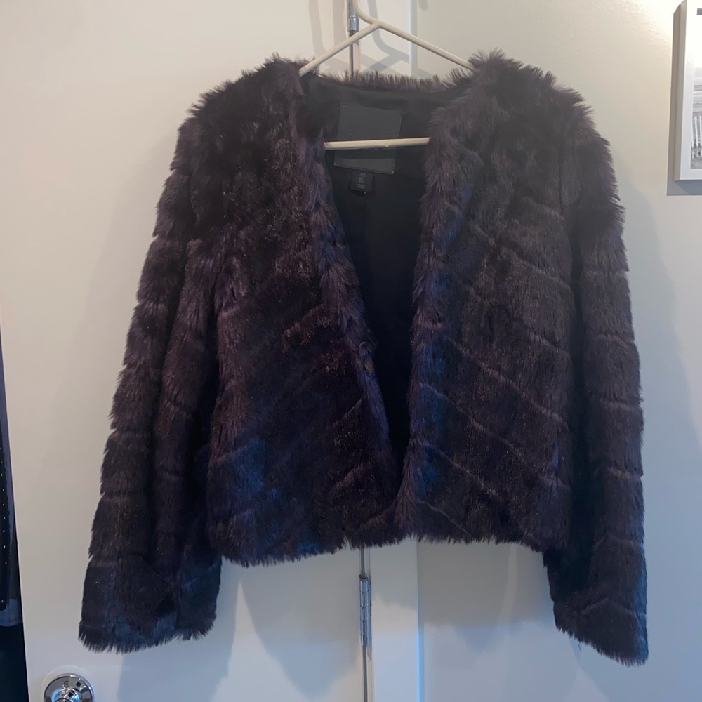 Midnight purple faux fur jacket